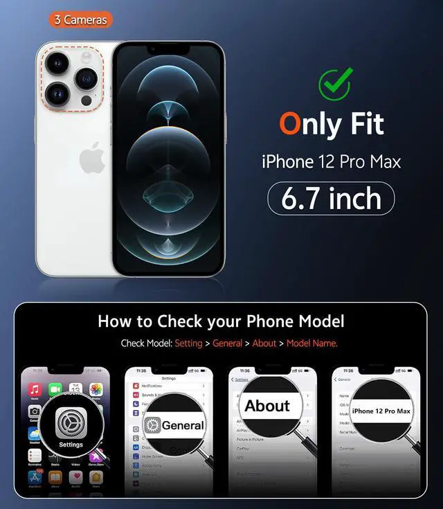Alt view image 2 of 7 - FNTCASE for iPhone 12 Pro-Max Case: Clear Magnetic Phone Cases Compatible with Magsafe Slim Anti Yellowing Military Grade Drop Protection Rugged Protective Transparent Cell Phone Cover (A-Clear)