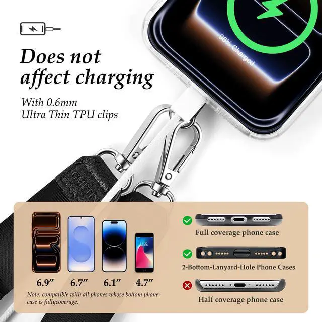 Alt view image 5 of 7 - GMETINK Multifunctional Phone Lanyard, Cell Phone Universal Adjustable Anti-Theft Crossbody Phone Strap Fits Full-Cover Phone Cases, Portable Key Clip, Travel Essential