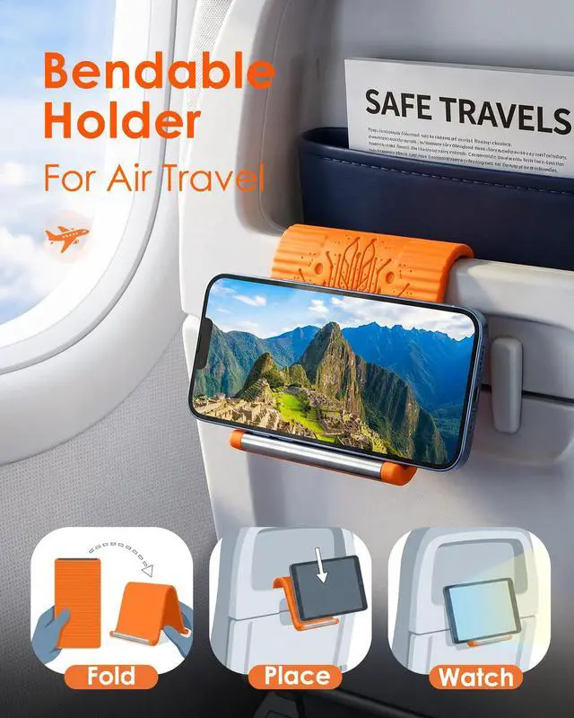 Alt view image 3 of 7 - Starsurp Portable Foldable Silicone Aluminum Phone Holder, 2026 New Flexible Silicone Phone Holder, Folded into Any Shape, Universal Adjustable Anti-Slip Desktop Mount for Home Office Travel (Orange)