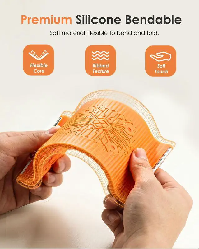 Alt view image 4 of 7 - Starsurp Portable Foldable Silicone Aluminum Phone Holder, 2026 New Flexible Silicone Phone Holder, Folded into Any Shape, Universal Adjustable Anti-Slip Desktop Mount for Home Office Travel (Orange)