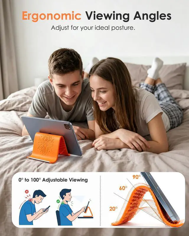 Alt view image 7 of 7 - Starsurp Portable Foldable Silicone Aluminum Phone Holder, 2026 New Flexible Silicone Phone Holder, Folded into Any Shape, Universal Adjustable Anti-Slip Desktop Mount for Home Office Travel (Orange)