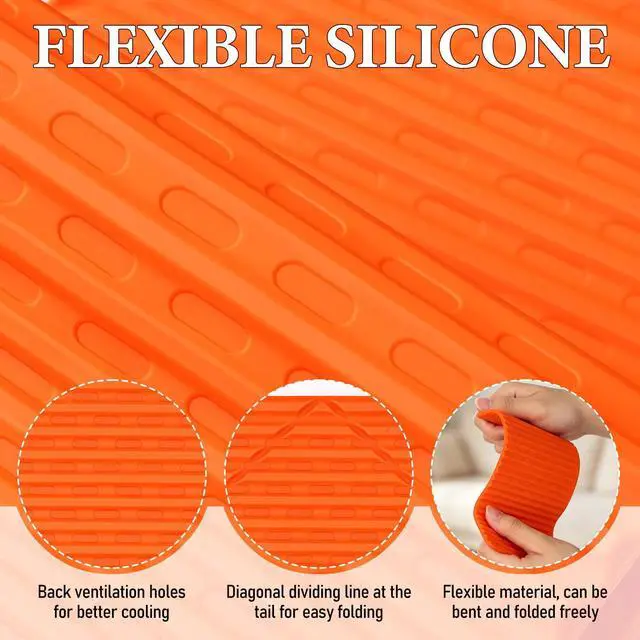 Alt view image 5 of 7 - Nmoiat Portable Foldable Silicone Aluminum Phone Holder, Upgrade Flexible Silicone Phone Stand, Adjustable Anti-Slip Desktop Mount for Home Office Travel, Folded into Any Shape (Orange)