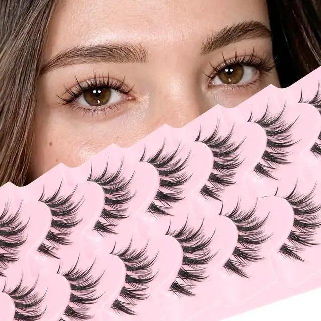 Main image of Fyonas Manga Lashes Spiky False Eyelashes 7 Pairs C Curl Lashes Strips Natural Look 10-15mm Wispy Fake Eyelashes with Invisible Clear Band For Fairy Look (Whisper)