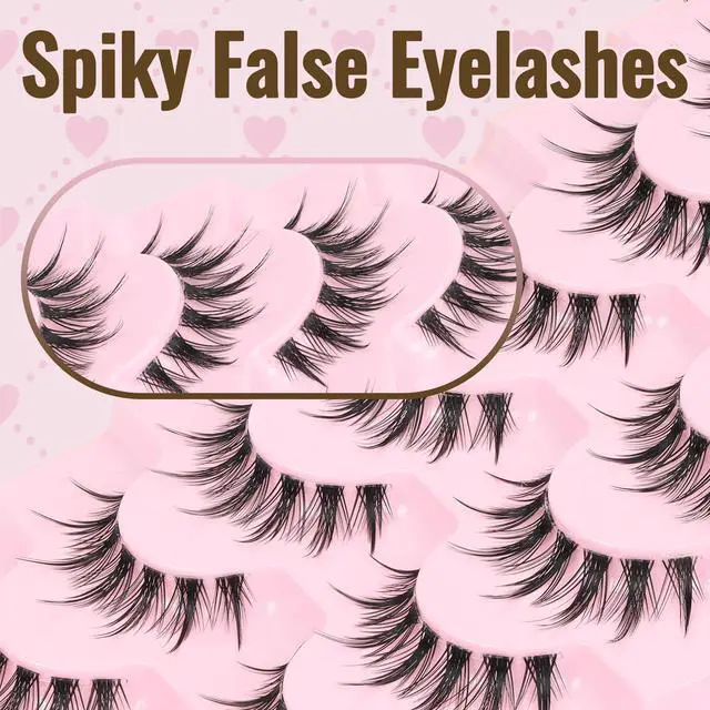Alt view image 4 of 7 - Fyonas Manga Lashes Spiky False Eyelashes 7 Pairs C Curl Lashes Strips Natural Look 10-15mm Wispy Fake Eyelashes with Invisible Clear Band For Fairy Look (Whisper)