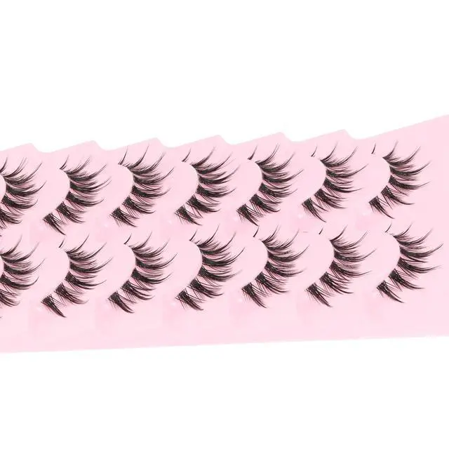Alt view image 5 of 7 - Fyonas Manga Lashes Spiky False Eyelashes 7 Pairs C Curl Lashes Strips Natural Look 10-15mm Wispy Fake Eyelashes with Invisible Clear Band For Fairy Look (Whisper)