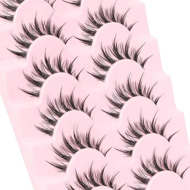Alt view image 6 of 7 - Fyonas Manga Lashes Spiky False Eyelashes 7 Pairs C Curl Lashes Strips Natural Look 10-15mm Wispy Fake Eyelashes with Invisible Clear Band For Fairy Look (Whisper)
