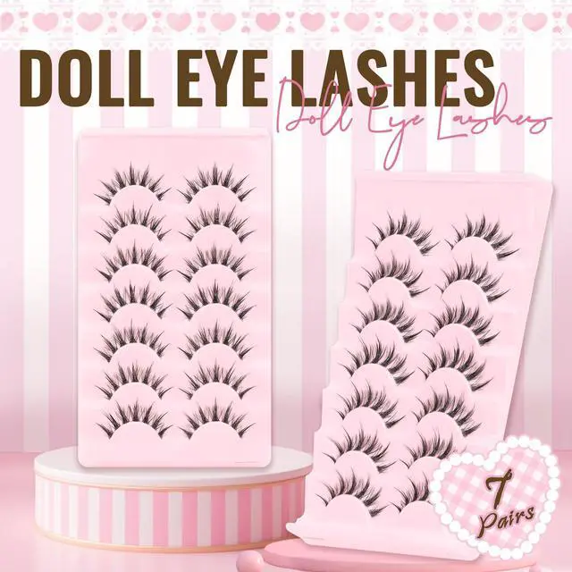 Alt view image 7 of 7 - Fyonas Manga Lashes Spiky False Eyelashes 7 Pairs C Curl Lashes Strips Natural Look 10-15mm Wispy Fake Eyelashes with Invisible Clear Band For Fairy Look (Whisper)