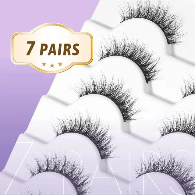 Alt view image 5 of 7 - GAQQI False Eyelashes Wispy Lashes Strips Lashes, Wispy Fake Eyelashes Kit With Lash Glue, Reusable Soft Faux Mink Material, 7 Pairs (Style 276)