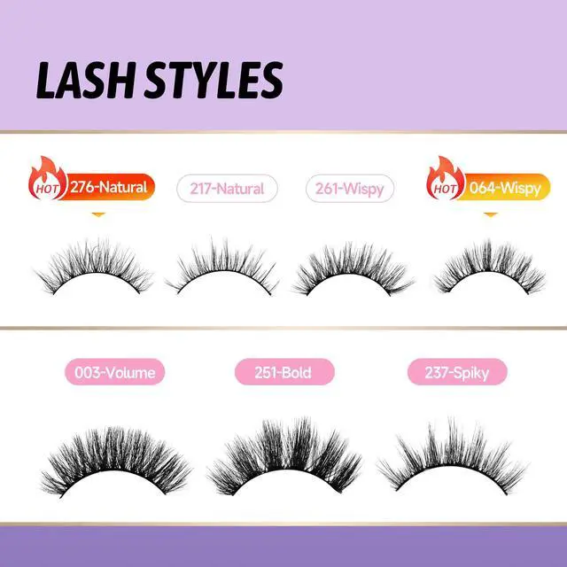 Alt view image 7 of 7 - GAQQI False Eyelashes Wispy Lashes Strips Lashes, Wispy Fake Eyelashes Kit With Lash Glue, Reusable Soft Faux Mink Material, 7 Pairs (Style 276)