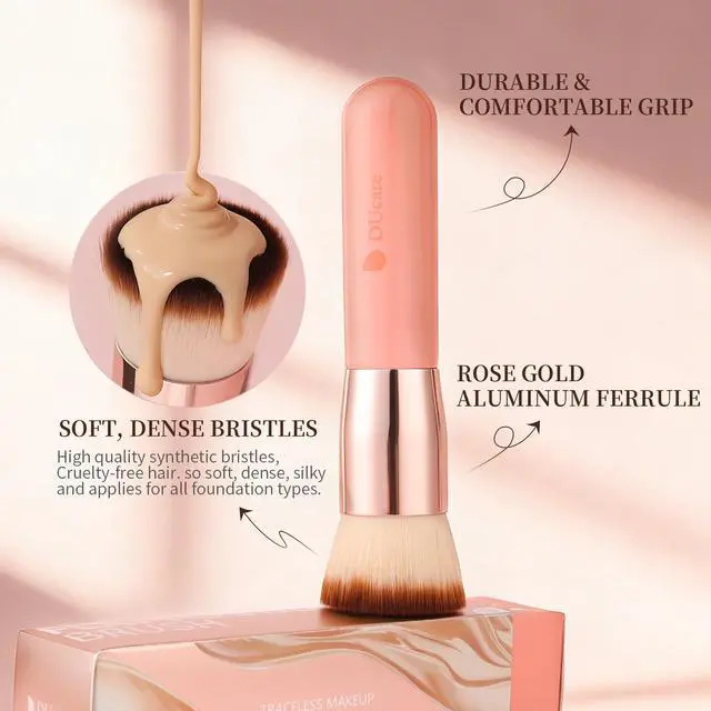 Alt view image 3 of 7 - Foundation Brush for Liquid Makeup,Flat Top Kabuki Foundation Brushes - Premium Makeup Brush for Liquid, Cream, Powder,Buffing, Blending,Pink