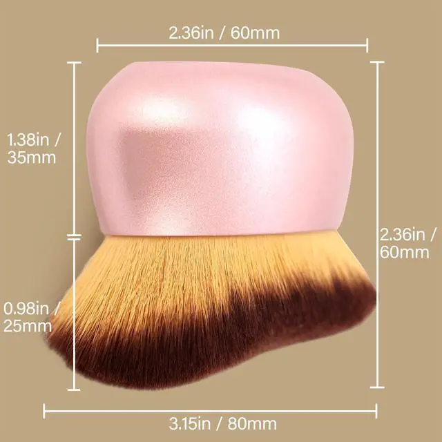 Alt view image 2 of 7 - Extra Large Body Makeup Brush For Self Tanner, Leg Makeup &Bronzer Blend,75 mm Wide-headed Kabuki Brush Provides More Even &Pretty Application, Oval Face&Back Makeup Brush, Wet&Dry Use- Pink Rose Gold