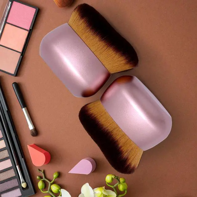 Alt view image 7 of 7 - Extra Large Body Makeup Brush For Self Tanner, Leg Makeup &Bronzer Blend,75 mm Wide-headed Kabuki Brush Provides More Even &Pretty Application, Oval Face&Back Makeup Brush, Wet&Dry Use- Pink Rose Gold