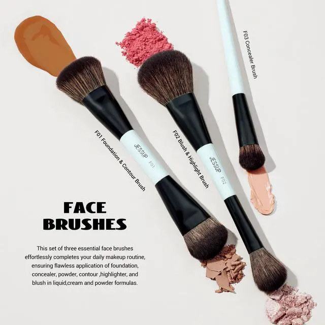 Alt view image 4 of 7 - Jessup Makeup Brushes Set 10pcs, Double Sided Foundation Contour Blush Highlight Blending Eyebrow Brush Eyeshadow Eyeliner Concealer Brush, Bright Cyan Cruelty Free Cosmetic Tools T500