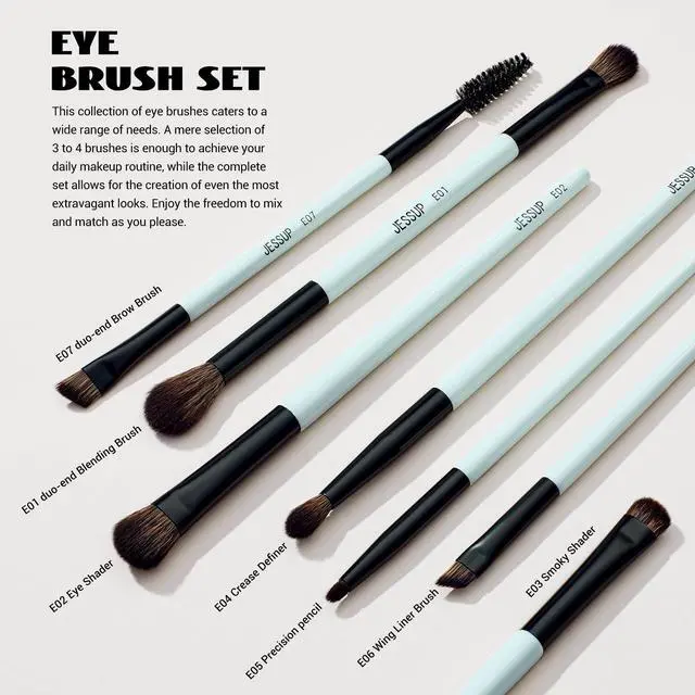 Alt view image 5 of 7 - Jessup Makeup Brushes Set 10pcs, Double Sided Foundation Contour Blush Highlight Blending Eyebrow Brush Eyeshadow Eyeliner Concealer Brush, Bright Cyan Cruelty Free Cosmetic Tools T500