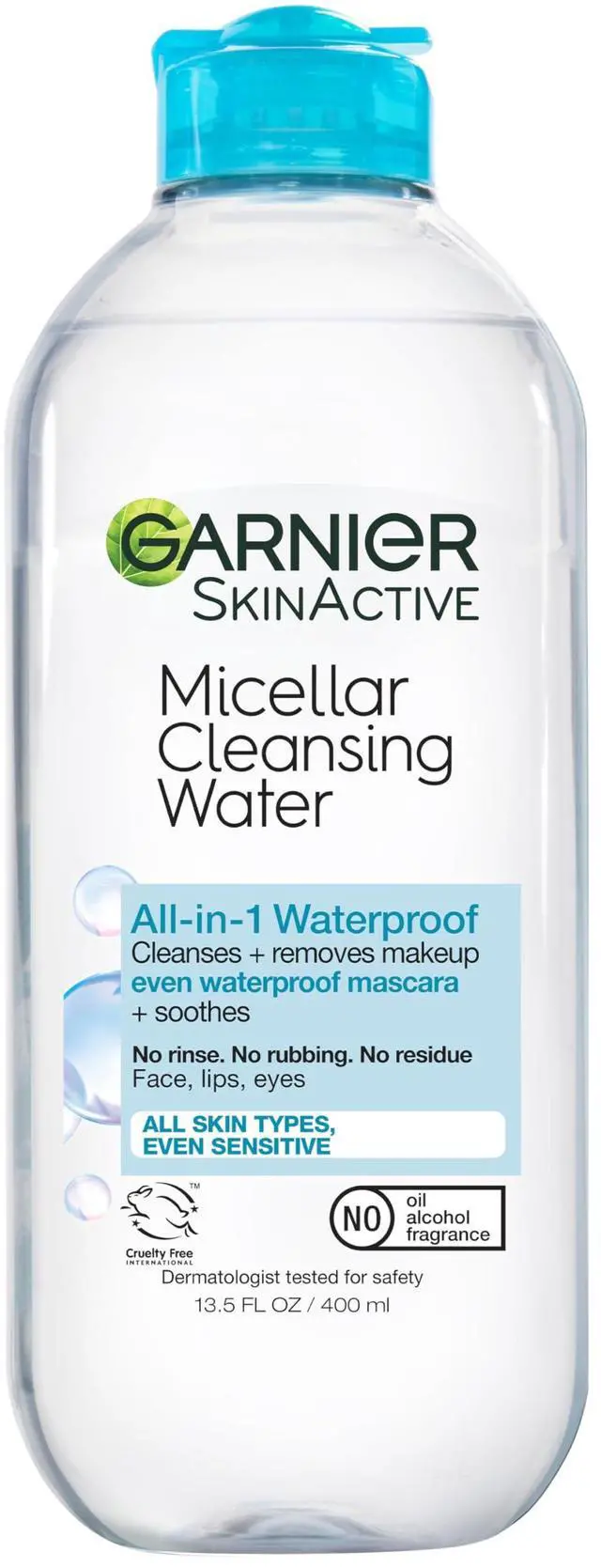 Main image of Micellar Water For Waterproof Makeup, Hydrating Facial Cleanser & Makeup Remover, Suitable for Sensitive Skin, Vegan, Cruelty Free, 13.5 Fl Oz (400mL), 1 Count