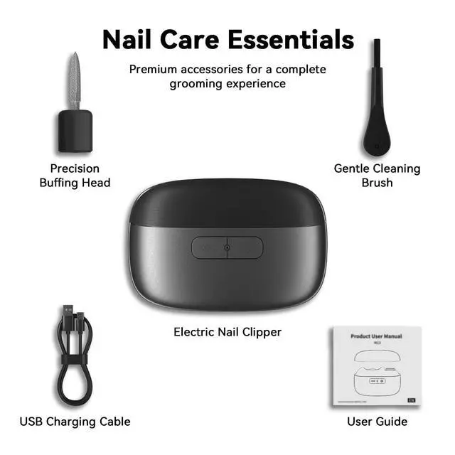 Alt view image 7 of 7 - Electric Nail Clipper, Electric Nail Trimmer with Light and Nail Scraps Storage, Electric Toenail Clippers with Polishing, Rechargeable Electric Automatic Nail Clipper for Seniors,Adult, Kids, Black