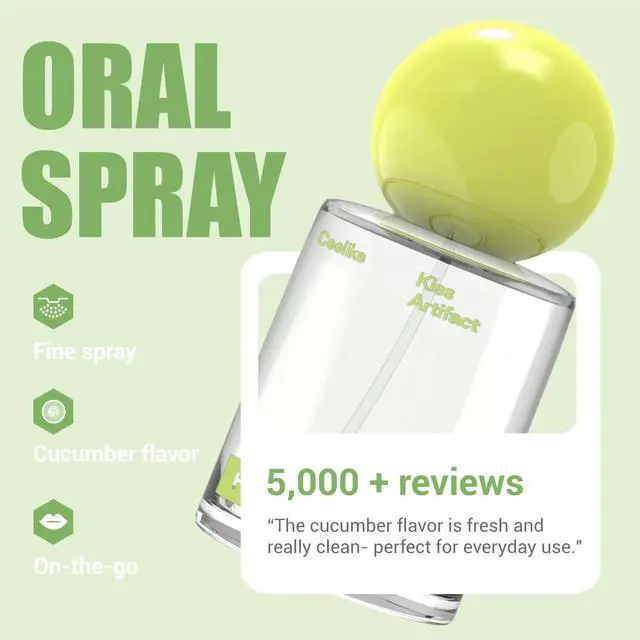 Alt view image 4 of 7 - CEELIKE Oral Spray Fresh Breath, Dual Cooling Experience & Convenient On-The-Go Design Perfect for Freshening Breath Anywhere, Anytime (Cucumber, 1 Count)