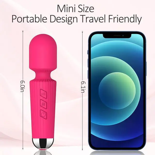 Alt view image 2 of 6 - jtffer Handheld Wand Massager 20 Modes 8 Speeds, Quiet Mini Vibration Massager for Deep Tissue & Muscle Recovery, Neck Back Shoulder, Cordless Portable (Red)