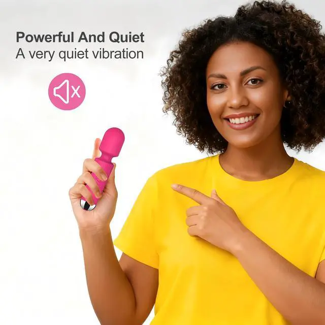 Alt view image 3 of 6 - jtffer Handheld Wand Massager 20 Modes 8 Speeds, Quiet Mini Vibration Massager for Deep Tissue & Muscle Recovery, Neck Back Shoulder, Cordless Portable (Red)
