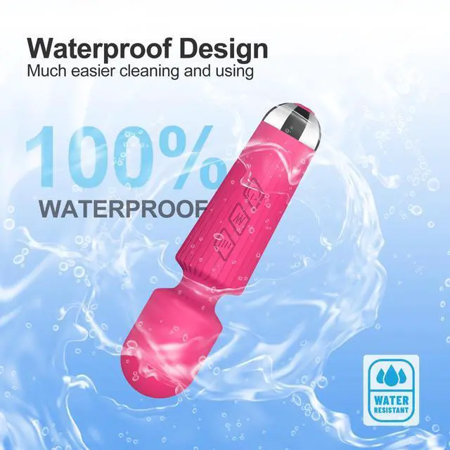 Alt view image 4 of 6 - jtffer Handheld Wand Massager 20 Modes 8 Speeds, Quiet Mini Vibration Massager for Deep Tissue & Muscle Recovery, Neck Back Shoulder, Cordless Portable (Red)
