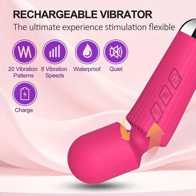 Alt view image 5 of 6 - jtffer Handheld Wand Massager 20 Modes 8 Speeds, Quiet Mini Vibration Massager for Deep Tissue & Muscle Recovery, Neck Back Shoulder, Cordless Portable (Red)