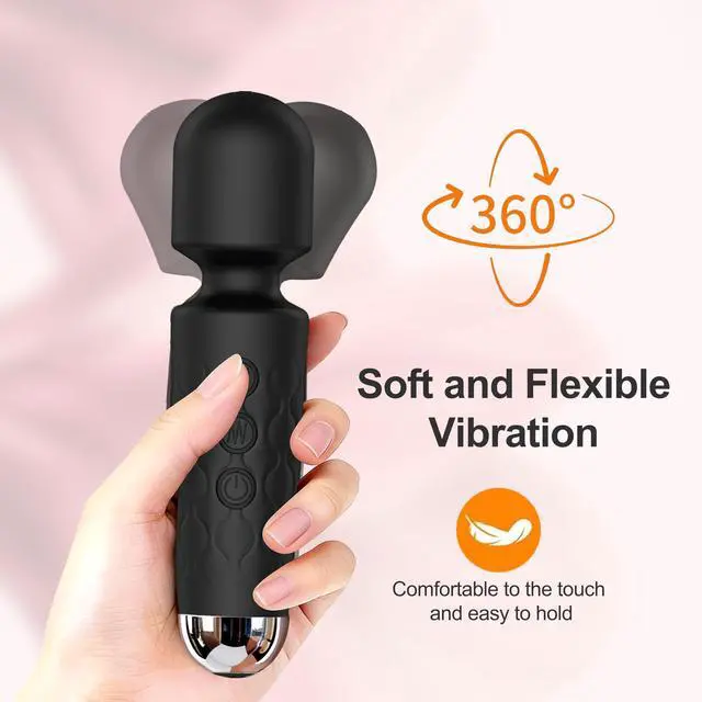 Alt view image 2 of 6 - KELITE Personal Massager Wand, 8 Speeds 20 Modes Handheld Vibration, Cordless Portable Waterproof Massager, Quiet Mini for Muscle Aches, Back Pain & Sports Recovery, for Women (Black)