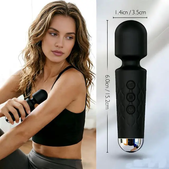 Alt view image 3 of 6 - KELITE Personal Massager Wand, 8 Speeds 20 Modes Handheld Vibration, Cordless Portable Waterproof Massager, Quiet Mini for Muscle Aches, Back Pain & Sports Recovery, for Women (Black)