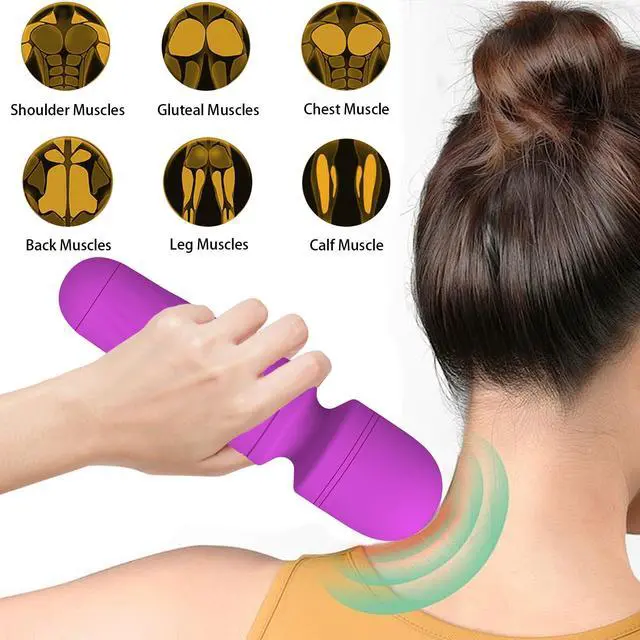 Alt view image 2 of 6 - Gsttoomeep Mini Handheld Massager with 10 Quiet Vibration Modes Cordless Personal Massager for Neck Shoulder Back Body(Purple)
