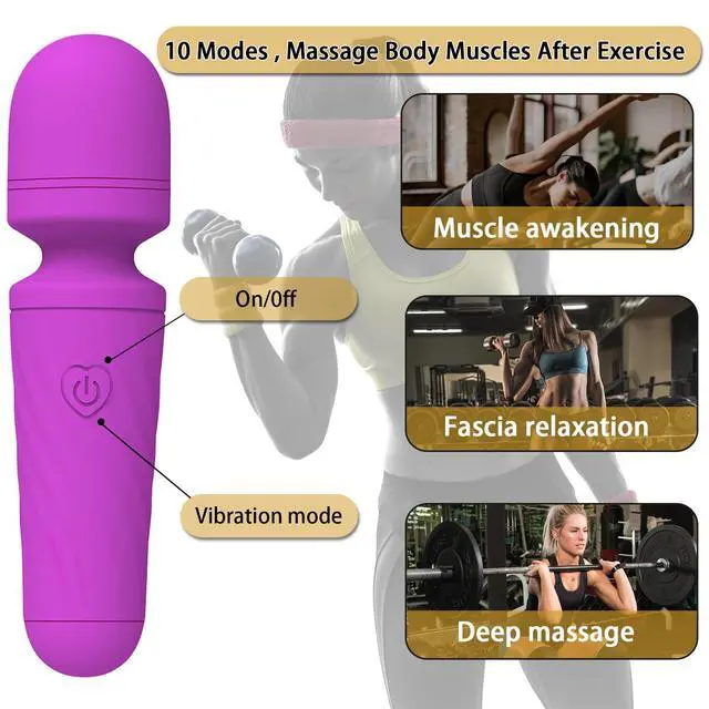 Alt view image 3 of 6 - Gsttoomeep Mini Handheld Massager with 10 Quiet Vibration Modes Cordless Personal Massager for Neck Shoulder Back Body(Purple)