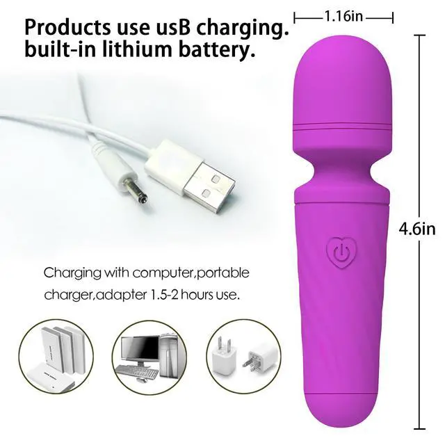 Alt view image 4 of 6 - Gsttoomeep Mini Handheld Massager with 10 Quiet Vibration Modes Cordless Personal Massager for Neck Shoulder Back Body(Purple)