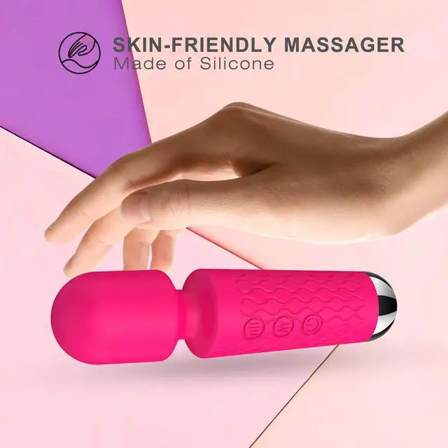 Alt view image 2 of 6 - BitOffun Handheld Cordless Mini Massager, Powerful Quiet with Waterproof, 20 Modes & 8 Speeds Vibration Wand for Back Neck Shoulders, Muscle Soreness Relief & Recovery (Red)
