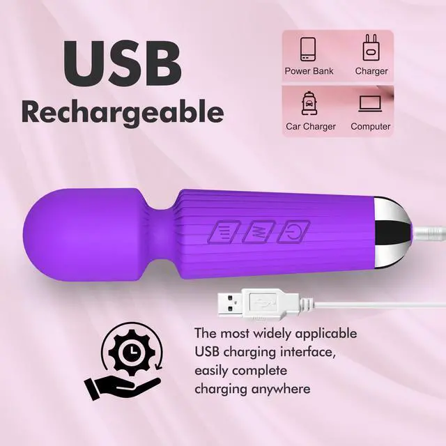 Alt view image 4 of 5 - BitOffun Portable Quiet Vibrating Mini Massager for Women & Men, Personal Handheld Electric Massager for Back Neck Shoulder Muscle Pain Relief & Relaxation, 20 Modes 8 Speeds (Purple)