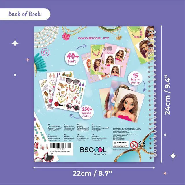Alt view image 3 of 7 - BSCOOL Sticker Stylish Dress up Jewelry. Sticker Activity Book for Kids. Learn Girls Fashion Design with Stickers and Guides for Kids 5 and up with 250+ Reusable Stickers. Gift for Girls