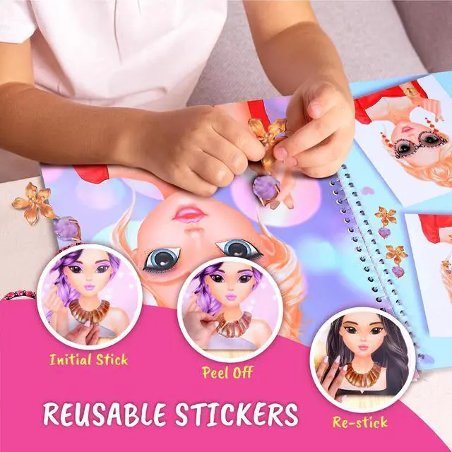 Alt view image 7 of 7 - BSCOOL Sticker Stylish Dress up Jewelry. Sticker Activity Book for Kids. Learn Girls Fashion Design with Stickers and Guides for Kids 5 and up with 250+ Reusable Stickers. Gift for Girls