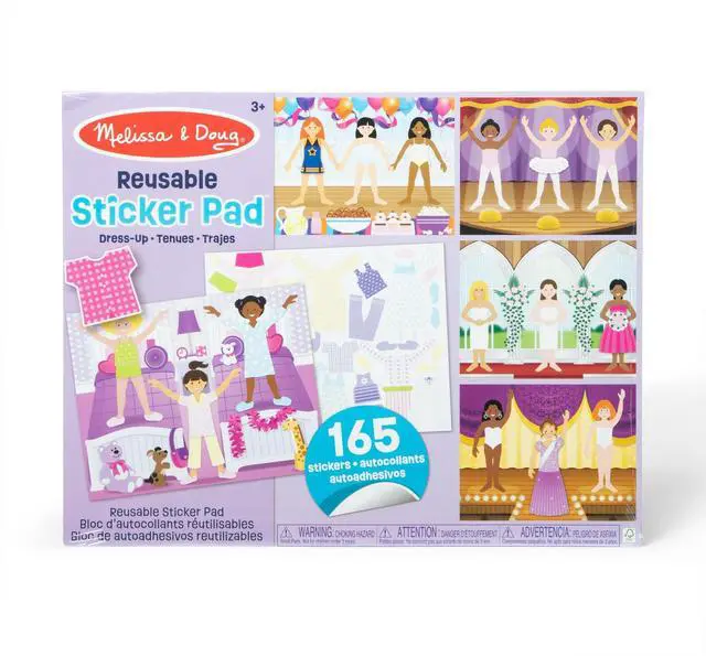 Main image of Melissa & Doug Reusable Sticker Pad: Dress-Up - 165+ Reusable Stickers - Removable Stickers, Kids Fashion Activities, Restickable Sticker Book for Kids Ages 3+