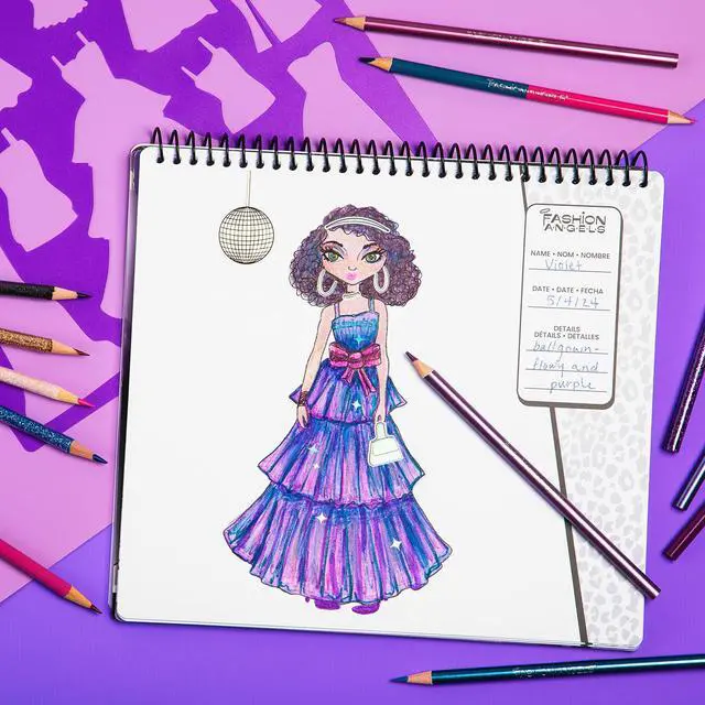 Alt view image 3 of 7 - Fashion Angels Glam Fashion Sketch Set, Includes Sketch Pad with Stencils & Stickers, Fashion Design Sketch Book for Girls, Ideal Drawing Kit for Kids