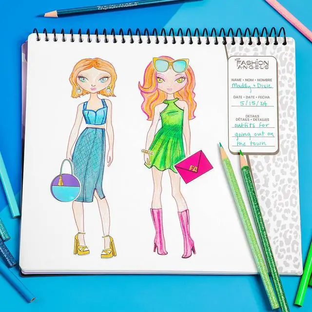 Alt view image 6 of 7 - Fashion Angels Glam Fashion Sketch Set, Includes Sketch Pad with Stencils & Stickers, Fashion Design Sketch Book for Girls, Ideal Drawing Kit for Kids