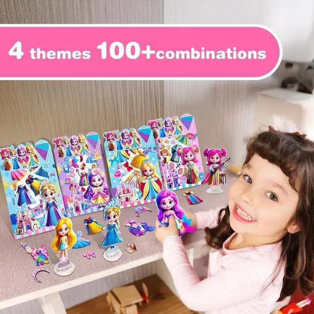 Alt view image 2 of 7 - ZHOC Magnetic Dress Up Dolls for Girls, Princess Cute Magnet Dolls Dress Up Kits, Travel Game Car Road Trip Airplane Activity Toys Birthday for Toddler Girls Ages 3 4 5 6 7 8