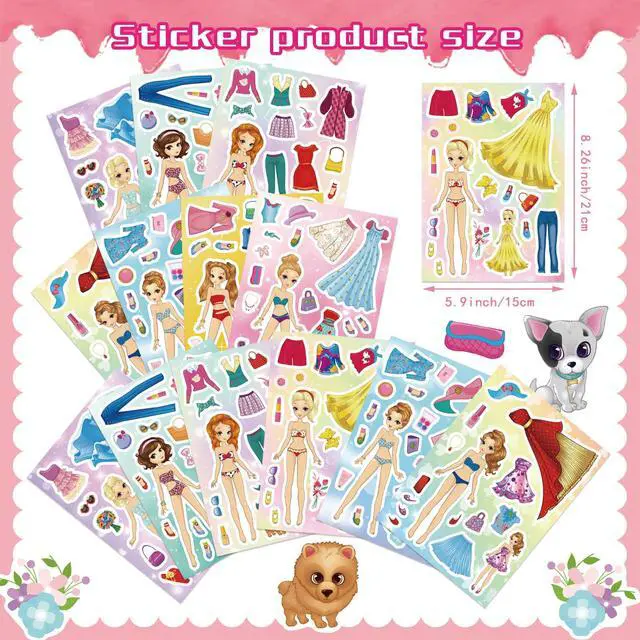 Alt view image 2 of 7 - Stickers for Kids, 24 Sheets Dress Up Stickers for Girls, Make Your Own Fairy Princess Sticker, Birthday Party Favor, Classroom Rewards, Art Craft