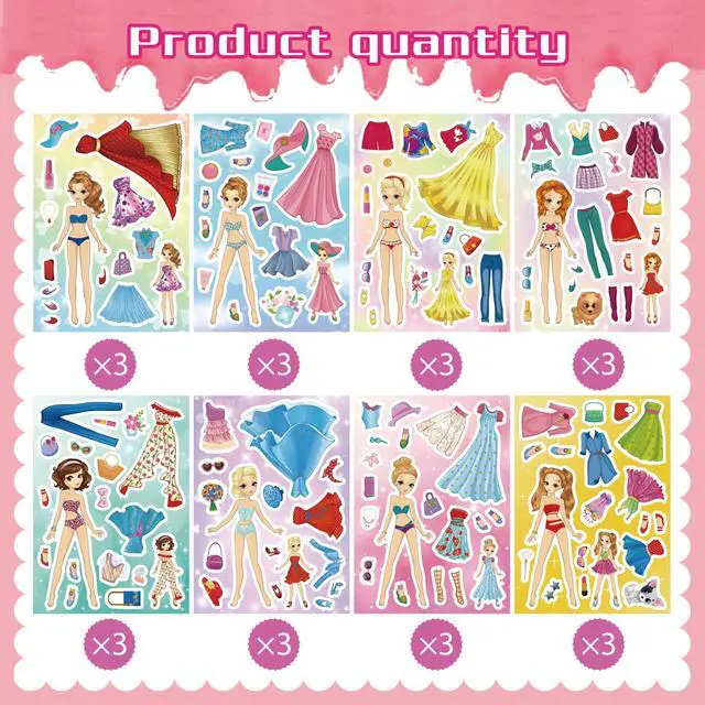Alt view image 3 of 7 - Stickers for Kids, 24 Sheets Dress Up Stickers for Girls, Make Your Own Fairy Princess Sticker, Birthday Party Favor, Classroom Rewards, Art Craft