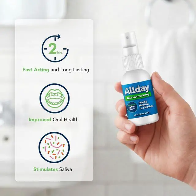 Alt view image 2 of 7 - Allday Dry Mouth Spray - Maximum Strength Xylitol, Fast Acting, Non-Acidic (Pack of 2)