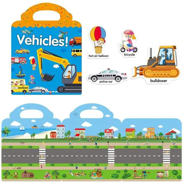 Alt view image 3 of 7 - Reusable Sticker Book for Kids, Vehicles Truck Stickers Educational Learning Toys Travel Stickers Activity Books for Toddler Girls Boys Age 3+ Birthday Gifts