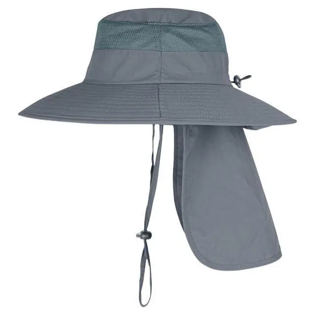 Alt view image 2 of 6 - Sun Hats for Men Women Fishing Hat UPF 50+ Breathable Wide Brim Bucket Hats Summer UV Protection Safari Hat with Neck Flap Dark Grey