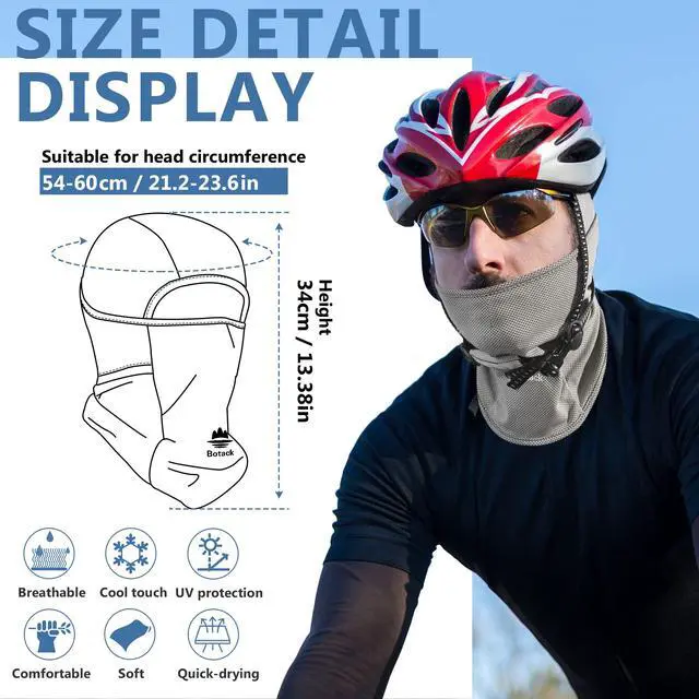 Alt view image 6 of 6 - Botack Balaclava Ski Mask, Sun UV Protection Breathable Full Head Face Mask for Men Women Skiing Cycling Grey