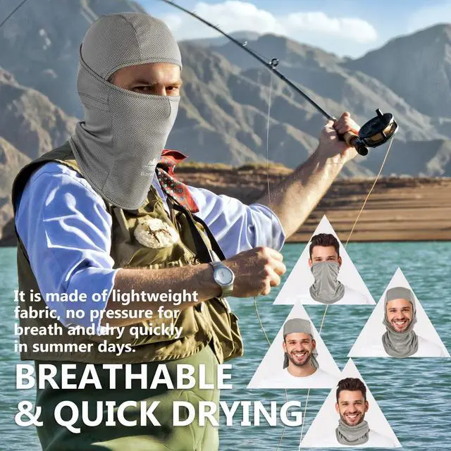 Alt view image 4 of 6 - Botack Balaclava Ski Mask, Sun UV Protection Breathable Full Head Face Mask for Men Women Skiing Cycling Grey