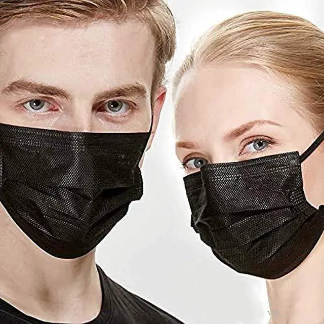 Alt view image 2 of 6 - NNPCBT 100PCS 3 Ply Black Disposable Face Mask Filter Protection Face Masks