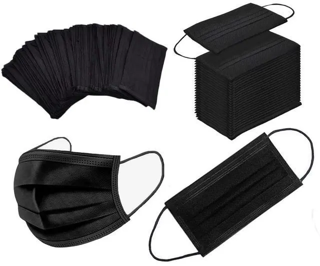Alt view image 5 of 6 - NNPCBT 100PCS 3 Ply Black Disposable Face Mask Filter Protection Face Masks