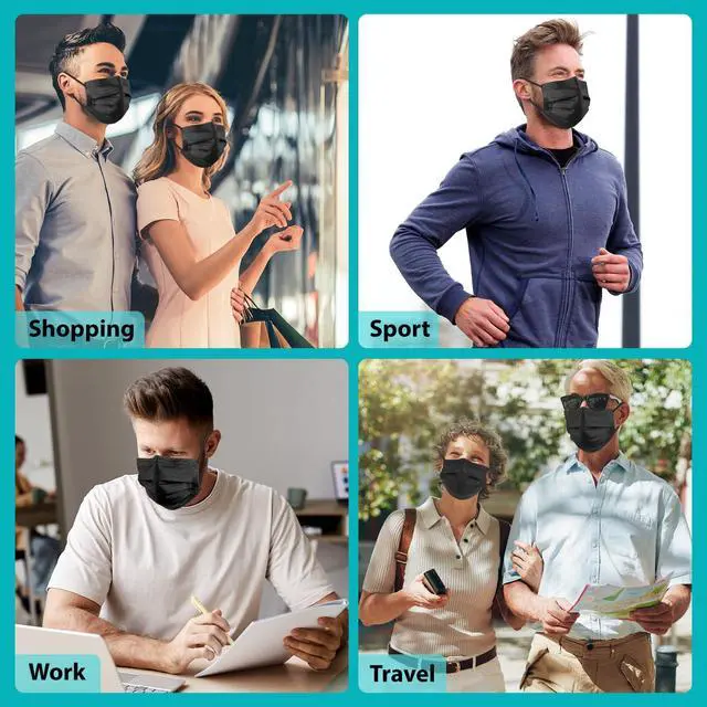 Alt view image 5 of 7 - ZTANPS 100 PCS Disposable Face Masks, Black Disposable Masks, 3 Ply Protection Face Masks