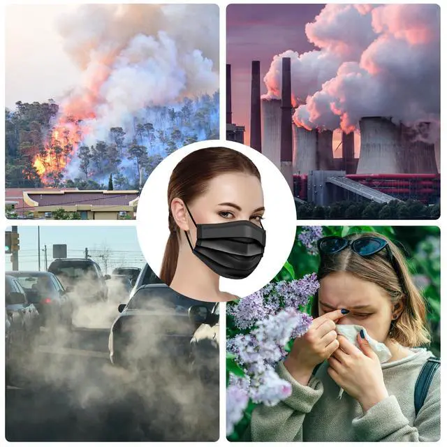 Alt view image 6 of 7 - ZTANPS 100 PCS Disposable Face Masks, Black Disposable Masks, 3 Ply Protection Face Masks