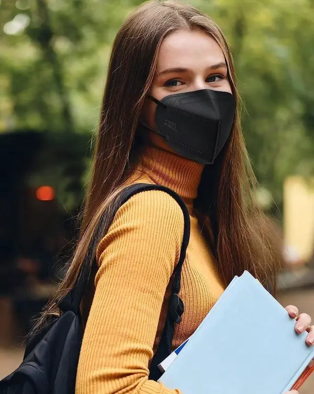 Alt view image 6 of 7 - LEMENT 50pcs KN95 Face Mask Black 5 Layer Cup Dust Safety Masks Filter Efficiency95% Breathable Elastic Ear Loops Black Masks